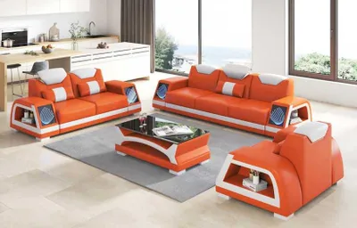 Produktbild von Komplette Couchgarnitur Sofagarnitur Ledersofas Sofa 3tlg Sofas Braun