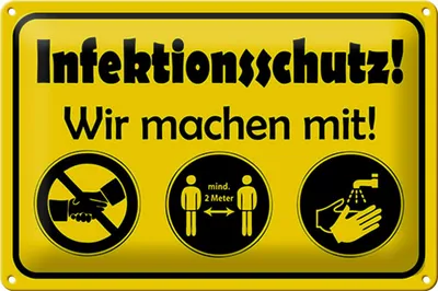 Produktbild von Blechschild Hinweis 30x20cm Infektionsschutz Wir machen mit