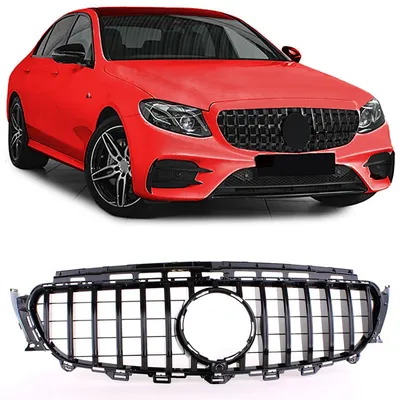 Sport Kühlergrill Schwarz Glanz passt für Mercedes E Klasse W213 S213 2016-2020 – Produktansicht