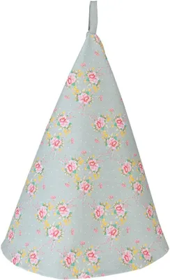 Produktbild von Rundes Geschirrtuch Ø 80 cm aus grüner Baumwolle mit Blumen