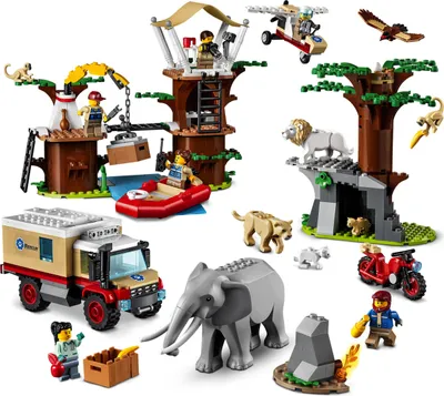Produktbild von LEGO 60307 City Wildlife Tierrettungscamp, Boot Spielzeug mit Tierfiguren ab 5 Jahren