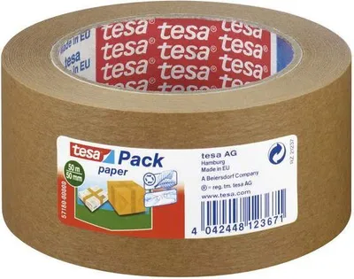 Image de 6x Tesa® 57180-00000-02 Ruban adhésif d'emballage tesapack® Paper EcoLogo, papier, 50 m x 50 mm, marron