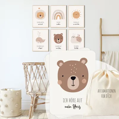 Produktbild von MeinBaby123® Bundel Affirmationsposter | 6er Poster-Set A4 & Affirmationskarten