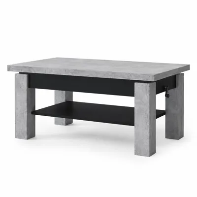 Produktbild von ASTRA Couchtisch ausziehbar & höhenverstellbar 110–150 × 68 cm – Betonoptik + Schwarz