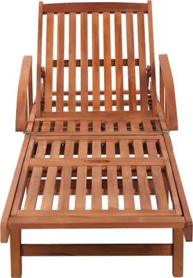 A wooden lounge chair is shown from a top-down perspective against a white background.