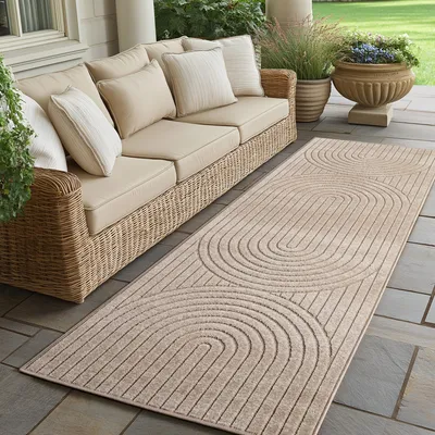 Zdjęcie produktu dla Dywan zewnętrzny odporny na warunki atmosferyczne, zmywalny, krótki włos. Do salonu, balkonu, ogrodu. Rozmiar: 80 x 250 cm, Kolor: Beżowy-1
