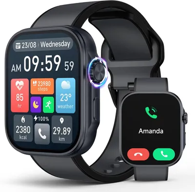 Produktbild von SOUYIE Damen Smartwatch mit Telefonfunktion, 1.99" AMOLED, Fitness Uhr mit Blutdruck SpO2 Herzfrequenz, 100 Sportmodi, 3ATM