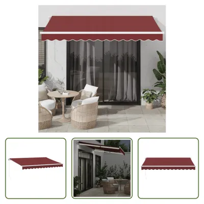 Produktbild von The Living Store Markise Manuell mit LED Weinrot 350x250 cm
