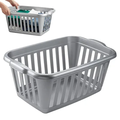 Image de Grand panier à linge en plastique avec poignées