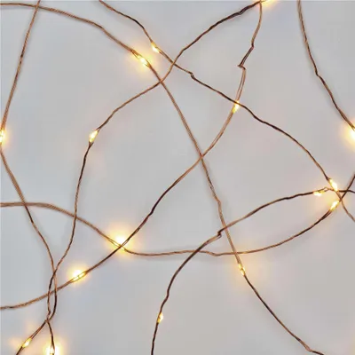 LED vánoční nano řetěz měděný, 4 m, venkovní i vnitřní, teplá bílá, časovač