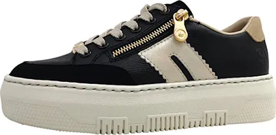 Produktbild von Rieker Damen Sneaker Plateau Slipper aus Leder mit Reißverschluss M1912, Größe:38 EU, Farbe:Schwarz