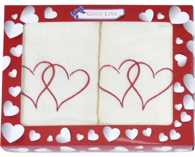 Produktbild von Geschenkset mit Handtüchern Herz 50x100 cm - 2 Stück