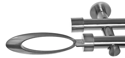 Produktbild von Gardinenstange mit Wandhalterung I Metall Edelstahl Look 2-läufig I Ø20mm I H41