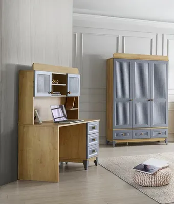 Produktbild von Kleiderschrank Schreibtisch Modernes Design Kinderzimmer Arbeitszimmer Möbel