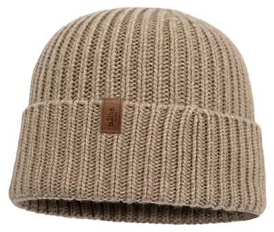 Image de Bonnet à bord roulé Balke en mélange cachemire et laine avec revers, beige, taille XXL