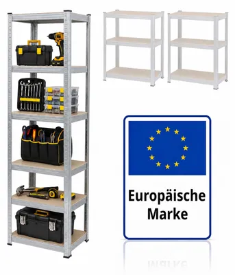 Produktbild von Relaxdays Schwerlastregal, 5 Ebenen, HBT: 200 x 60 x 60 cm, bis 875 kg, Keller & Garage, Lagerregal, Stahl, silber