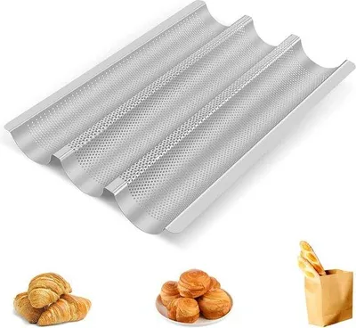 Image de Plaque de cuisson en argent pour la famille, les restaurants et les boulangeries, 3 éléments antiadhésifs, 38 x 24,5 x 2,4 cm.