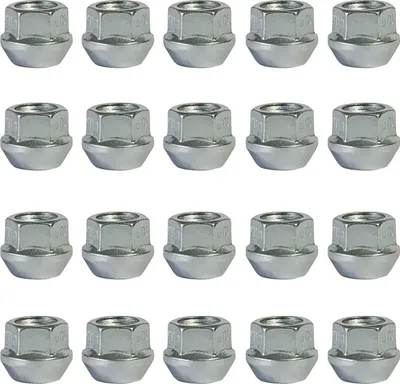 Obrázok produktu pre 20x Otvorená matica kolesa M12x1,25 s kužeľovým nákružkom 60° strieborná mm | veľkosť kľúča 19 mm kompatibilná s Nissanom 100NX