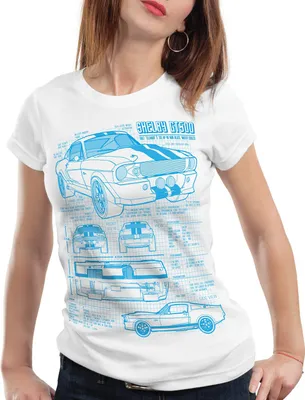Produktbild von style3 GT 500 Blaupause T-Shirt Damen mustang, Farbe:Weiß, Größe:M