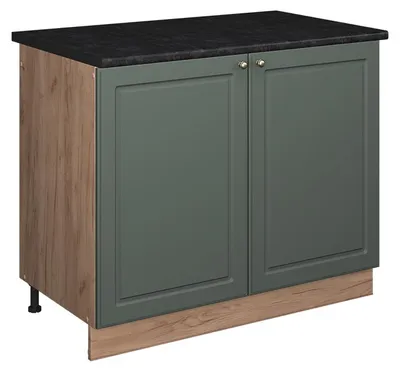 Produktbild von Spülenunterschrank Vicco Fame-Line Grün-Gold Landhaus/Goldkraft Eiche 100 cm, AP Anthrazit, Model 61965