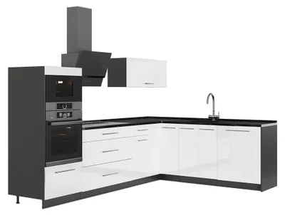 Productafbeelding van Hoekkeuken Vicco Fame-Line Wit Hoogglans/Antraciet 287 x 207 cm zonder werkblad, Model 63484