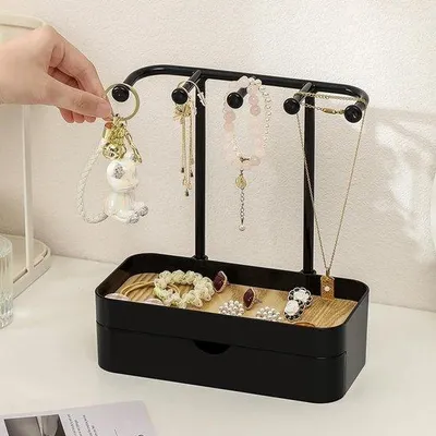 Image de Azomor : élégant présentoir à bijoux avec tiroirs et socle en bois pour une organisation optimale