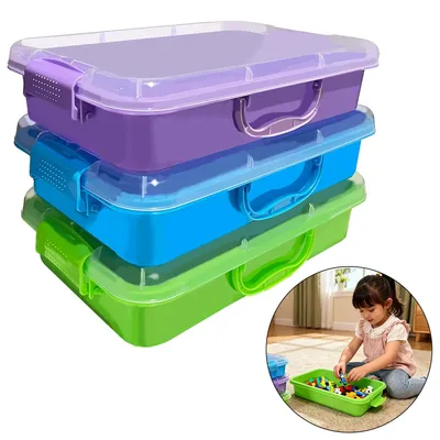 Produktbild von 3 Stück Sandkasten mit Deckel für Kinder Sensory Bin Spielzeug für Sand Aktivität Sandkasten für Kinder Kunststoff-Tablett für Wasser,Sand,Perlen,mehr