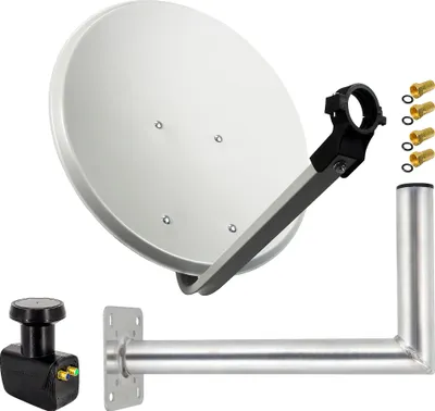 Produktbild von PremiumX SAT Anlage 45cm Satellitenantenne Twin LNB Wandhalter 45cm