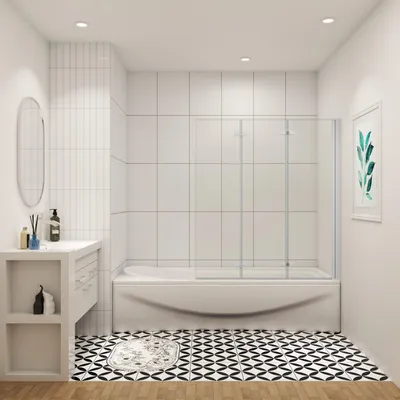 Produktbild von AICA 130cmx140cm Weiß Badewannenaufsatz 6mm NANO ESG-glas 3-teilig Faltwand Badewannenfaltwand Badewanne Duschabtrennung Duschwand