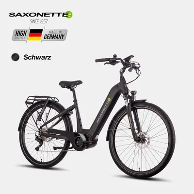 Produktbild von SAXONETTE E-Bike Quantum Sport , Mittelmotor, Tiefeneinsteiger Rahmen 540 Wh Akku, ebike, Elektrofahrrad, Cityrad  (Schwarz)