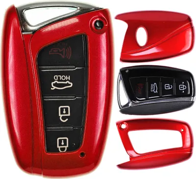Produktbild von Auto Schlüssel Kunststoff Hülle ABS Plastik Schutz Cover Rot kompatibel mit Hyundai Genesis Equus Elantra Santa Fe KEYLESS SMARTKEY