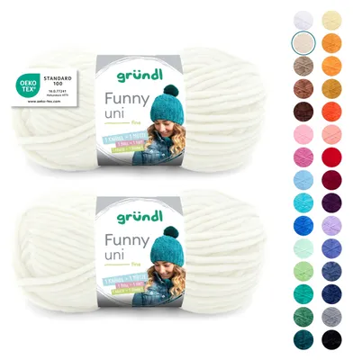Produktbild von Gründl Wolle Funny uni Chenille Wolle 2 Knäuel 100 g, Creme