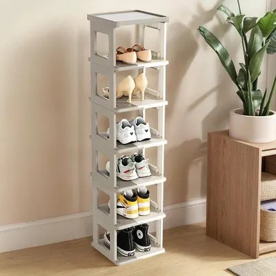Immagine prodotto di Scaffale per scarpe stretto a 7 ripiani in plastica