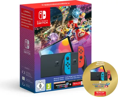 Produktbild von Nintendo Switch-Konsole - OLED-Modell, Mario Kart 8-Bundle (enthält Mario Kart 8 Deluxe Download-Code + 3 Monate Switch Online)