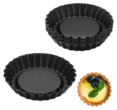 Produktbild von 6-teiliges Törtchenformen-Set Kohlenstoffstahl, Tarteform, Eierkuchenform, wiederverwendbare antihaftbeschichtete Backformen für Cupcake-Kuchen, Desserts, Eiscreme