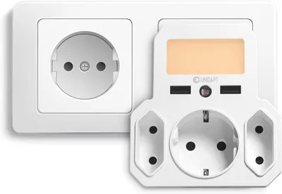 Zdjęcie produktu dla Wielokrotne gniazdo 5 w 1 - 2 porty USB i 3 gniazda elektryczne - typu Schuko