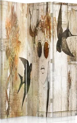 Produktbild von Paravent - Raumteiler Parisian Boho - Dekorativer Raumtrenner cm. 110x150 (3 x)