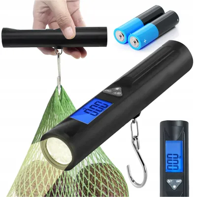 Immagine prodotto di Bilancia Elettronica Per Bagagli A Led Peso Dell'amo Da Pesca Fino A 40 Kg Torcia + Batterie