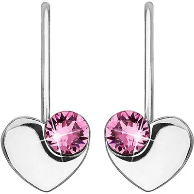 Produktbild von Silver heart earrings with Swarovski 31299.3 Rose