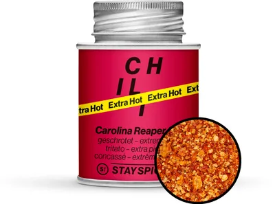 Produktbild von Carolina Reaper - geschrotet - EXTRA SCHARF, 170ml Schraubdose