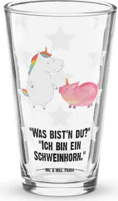 Produktbild von Mr. & Mrs. Panda Glas Einhorn Schwein - Transparent - Geschenk, Unicorn, Tumbler, Cocktailglas, Schweinchen, Longdrinkglas, Bierglas, Einhörner, Freundin, Wasserglas
