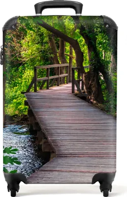 Produktbild von NoBoringSuitcases.com® Koffer Handgepäck Trolley Rollkoffer Kleine Reisekoffer mit 4 Rollen - Baum - Weg - Natur - Brücke - Wald - Cabin Size < 55x40x23 cm & 55x40x20 cm - Fotokoffer - Kabinenkoffer - BoardgepäckHandgepäck Koffer 55x35x20 cm, 36L,