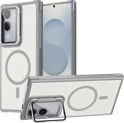 Produktbild von Schutzhülle für Samsung Galaxy S25 Edge Hülle, Metallring für Wireless Laden klappbarer Kamera Schutz Glas Ständer