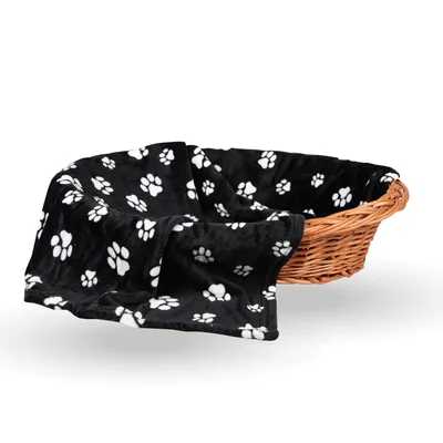 Produktbild von Haustierdecke Flanell ( 70x100cm ) Hundedecke Katzendecke Kuscheldecke für Hund, Katze, Flanelldecke - Tierdecke mit Pfotenmotiv