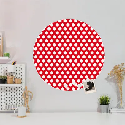 Produktbild von Design Stahlmagnettafel Weiß Rund 47cm Punkte Rot