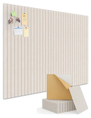 Image de Panneau mural en feutre, dimensions 120x90 cm, couleur beige, pour bureau et maison, adhésif