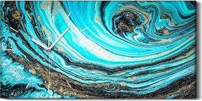 Produktbild von Wanduhr Bürouhr Leinwand Bild Geräuschlos 60x30 Malerei Abstrakte Kunst - weiße Hände