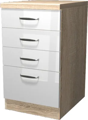 Produktbild von Schubkastenschrank - 50 cm breit - Hochglanz Weiß Sonoma Eiche – Valencia