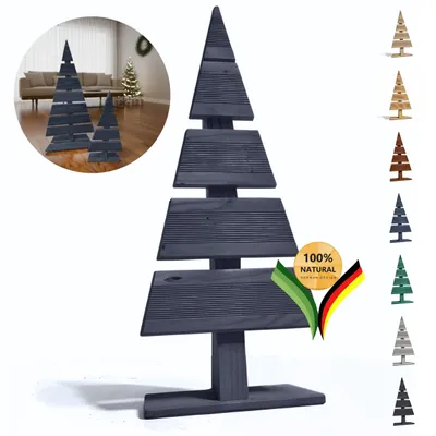 Produktbild von be4nature Tannenbaum Holz Höhe 60 cm Fußbreite 27 cm Weihnachtsbaum Alternative Weihnachtsdeko Holztannenbäume Kleiner Grau