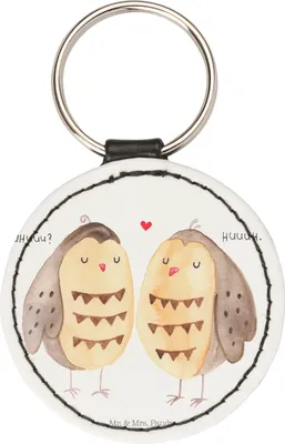 Produktbild von Mr. & Mrs. Panda Anhänger Eulen Liebe - Weiß - Geschenk, Eule, mini schlüsselanhänger, Freund, Taschenbaumler, Taschenanhänger, schlüssel, Owl